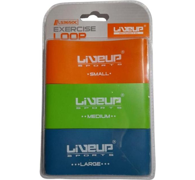 Набір фітнес гумок LiveUp EXERCISE LOOP помаранчевий, зелений, синій Уні 50х5 см LS3650C