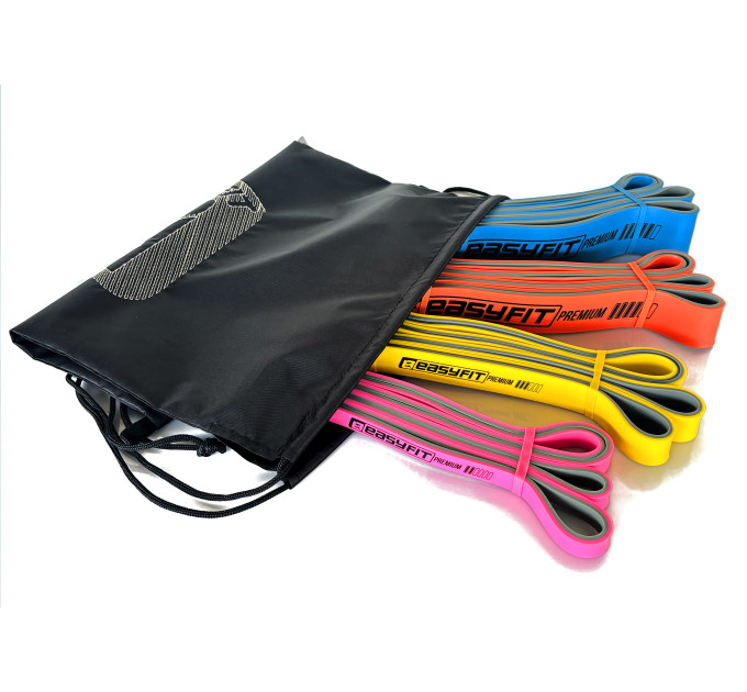 Набір двошарових резинок для підтягування EasyFit Premium 7-63 кг (4 шт)