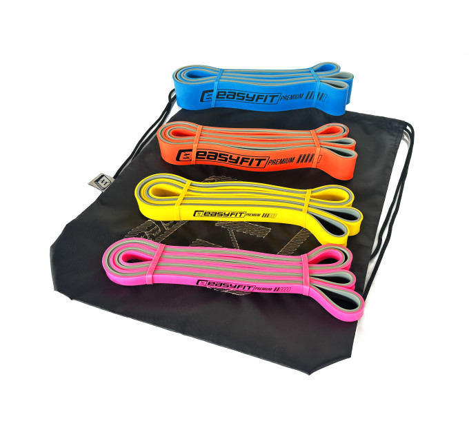 Набір двошарових резинок для підтягування EasyFit Premium 7-63 кг (4 шт)