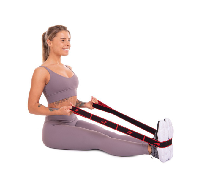 Еспандер стрічка EasyFit з петлями для тренувань червоний (HARD)