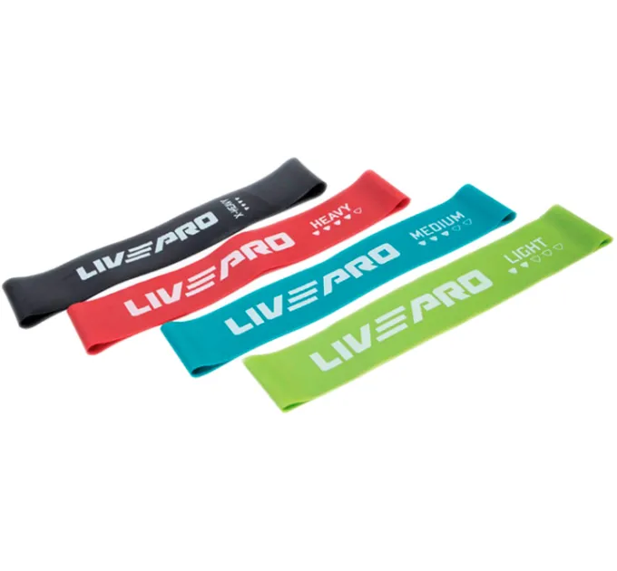 Набір фітнес гумок LivePro RESISTANCE LOOPS BANDS зелений, червоний, блакитний, чорний 4шт. 500x20мм LP8412 Набір фітнес гумок LivePro RESISTANCE LOOPS BANDS зелений, червоний, блакитний, чорний 4шт. 500x20мм LP8412