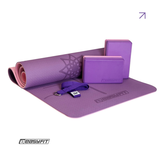 Набір для йоги та фітнесу EasyFit Polarity Set: килимок, два блоки та ремінь (padma) Набір для йоги та фітнесу EasyFit Polarity Set: килимок, два блоки та ремінь (padma)