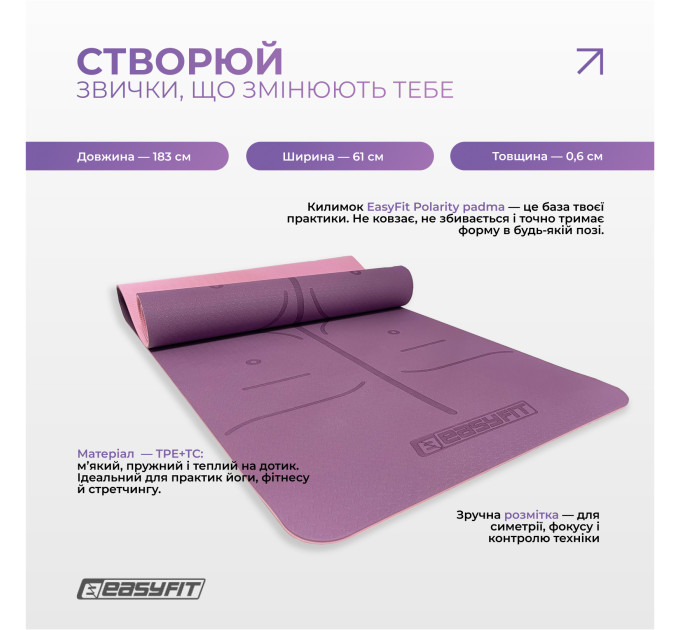 Набір для йоги та фітнесу EasyFit Polarity Set: килимок, два блоки та ремінь (padma)