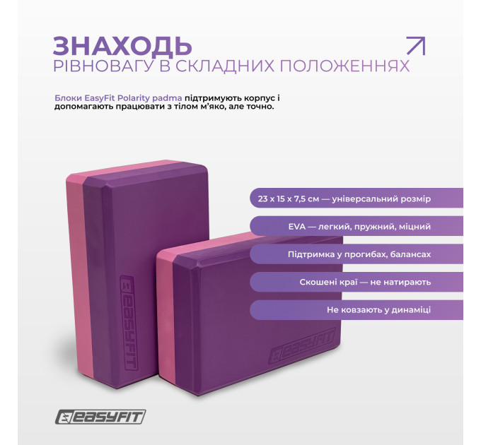 Набір для йоги та фітнесу EasyFit Polarity Set: килимок, два блоки та ремінь (padma)