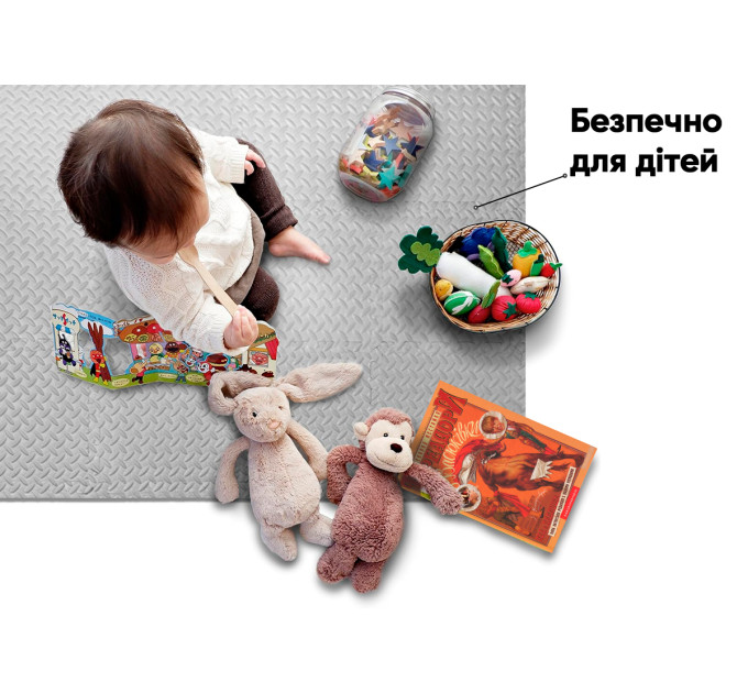 Татамі мат EasyFit SwallowTail 4 шт (60х60х1 см) пазл хвіст ластівки сірий