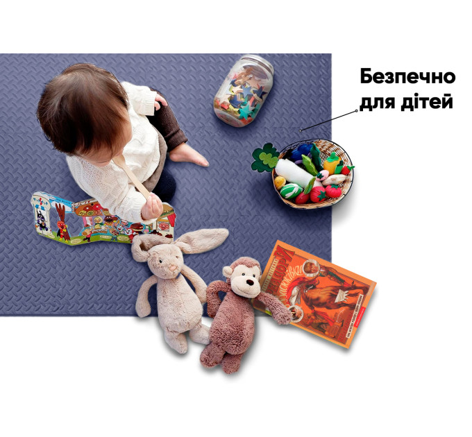 Татамі мат EasyFit SwallowTail 4 шт (60х60х1 см) пазл хвіст ластівки синій