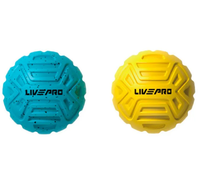 Набір мячиків для масажу MASSAGE BALL Блакитний Жовтий 6.8см (LP8507)