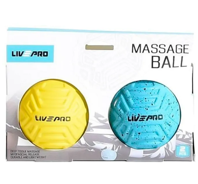 Набір мячиків для масажу MASSAGE BALL Блакитний Жовтий 6.8см (LP8507)