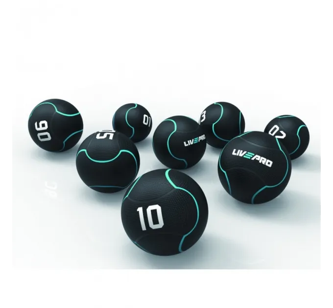 Медбол LivePro SOLID MEDICINE BALL чорний 9кг LP8110-9