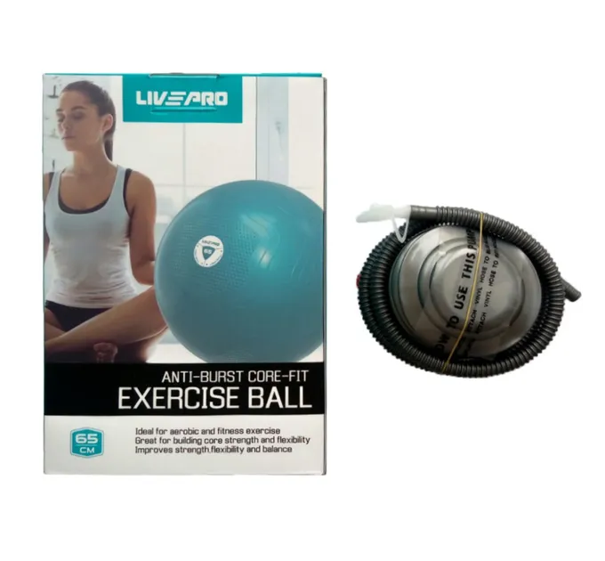 Фітбол зміцнений LivePro ANTI-BURST CORE-FIT EXERCISE BALL синій 65см LP8201-65