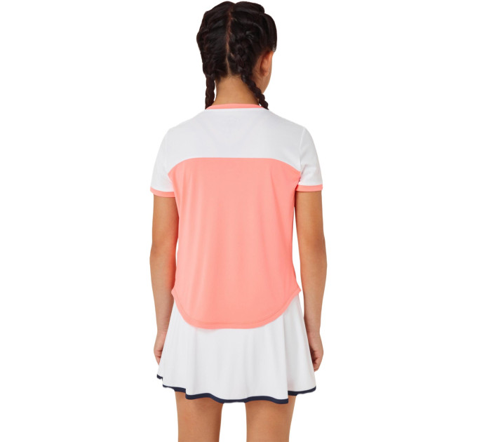 Дитяча Футболка Asics GIRLS TENNIS SS TOP Білий Кораловий 122-128 (2044A039-701 122-128)