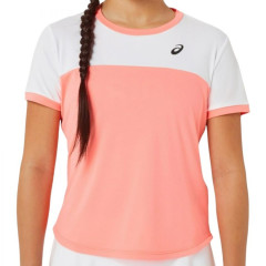 Дитяча Футболка Asics GIRLS TENNIS SS TOP Білий Кораловий 122-128 (2044A039-701 122-128)