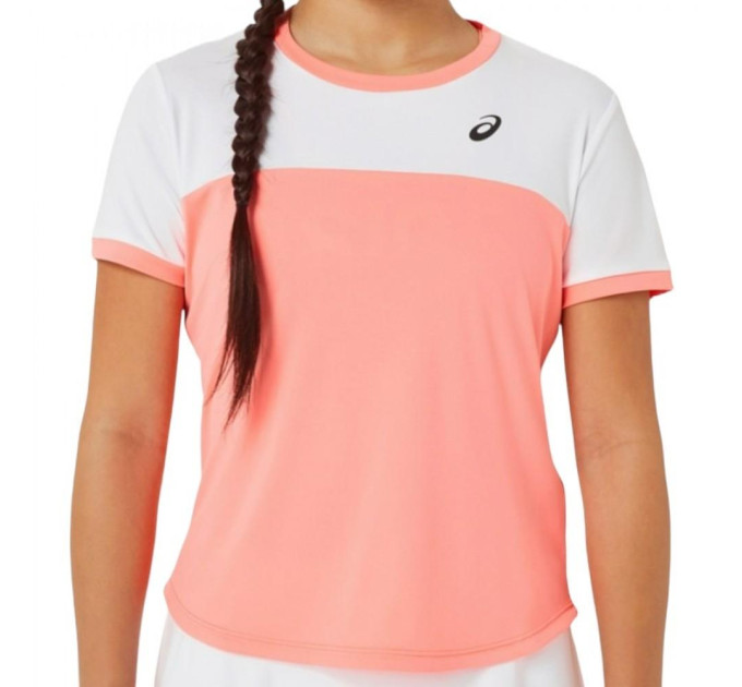 Дитяча Футболка Asics GIRLS TENNIS SS TOP Білий Кораловий 122-128 (2044A039-701 122-128)