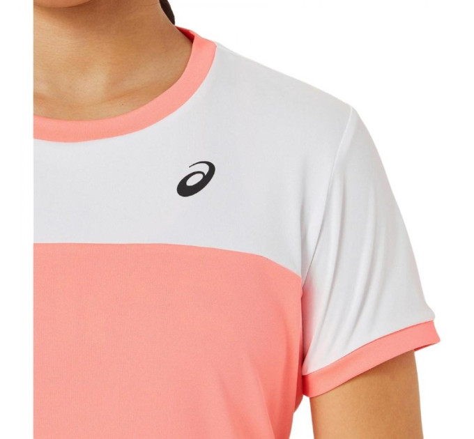 Дитяча Футболка Asics GIRLS TENNIS SS TOP Білий Кораловий 122-128 (2044A039-701 122-128)