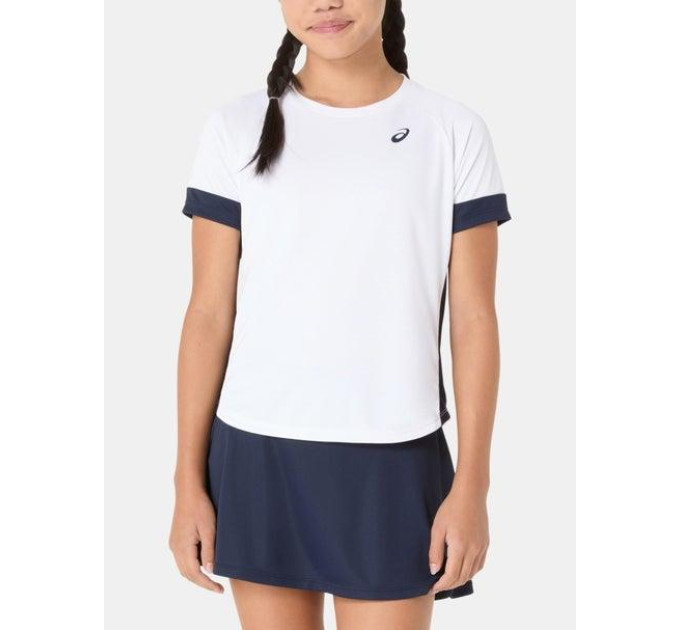 Дитяча Футболка Asics GIRLS TENNIS SS TOP Білий Темно-синій 128-137 (2044A045-101 128-137)