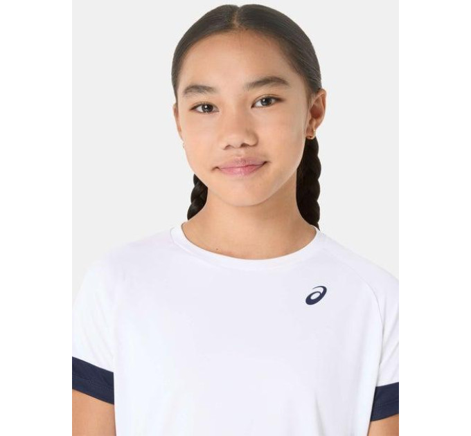 Дитяча Футболка Asics GIRLS TENNIS SS TOP Білий Темно-синій 137-147 (2044A045-101 137-147)