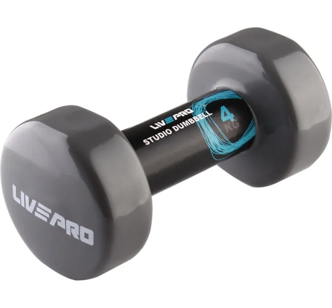 Гантель вінілова LivePro STUDIO DUMBBELL сірий 4кг LP8076-4