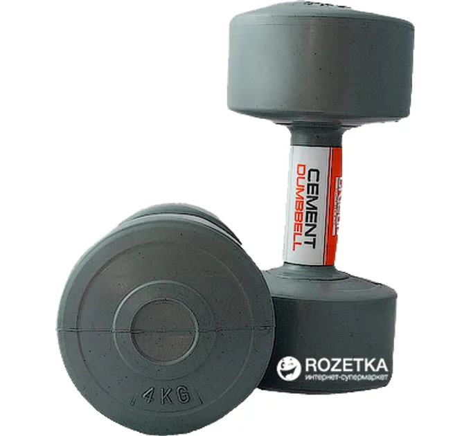 Гантелі пластикові пара LiveUP CEMENT DUMBELL сірий 2х4кг LS2003-4