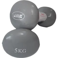 Гантелі вінілові пара LiveUP Vinyl Dumbbell Egg Head сірий 2х5кг LS2001-5