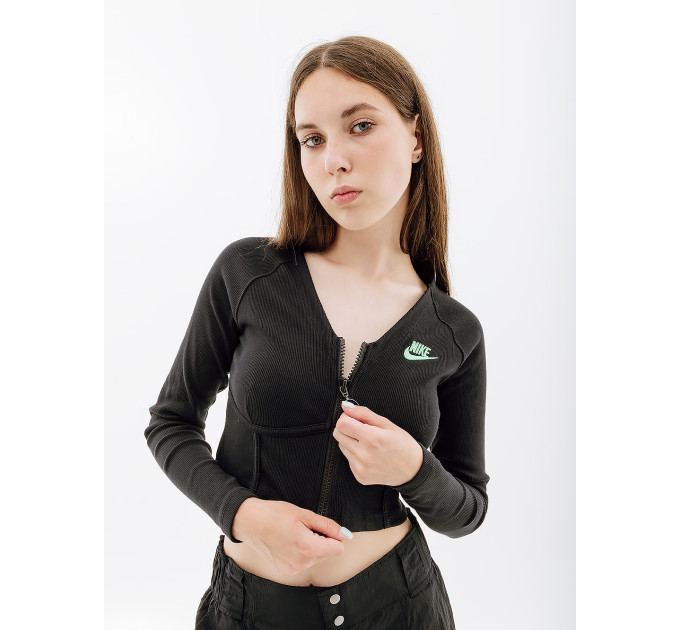 Жіноча Кофта Nike W NSW LS TOP RIB SW Чорний L (7dFJ5220-010 L)