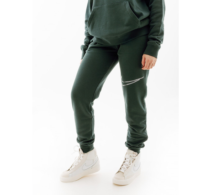 Жіночі Штани Nike NS CLUB FLC SHINE MR PANT Зелений L (7dFB8760-328 L)
