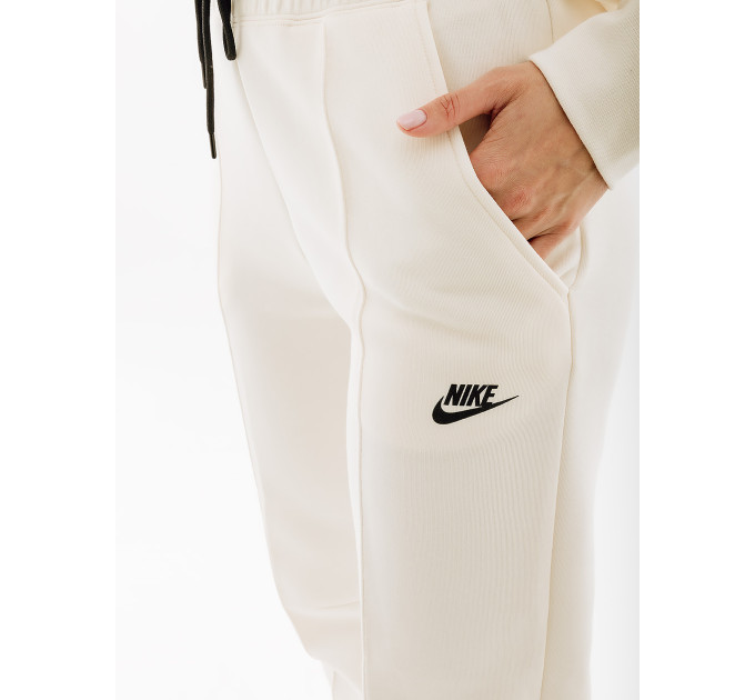 Жіночі Штани Nike W TCH FLC MR JGGR Білий S (7dFB8330-110 S)