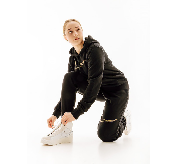 Жіночі Штани Nike NS CLUB FLC SHINE MR PANT Чорний L (7dFB8760-010 L)