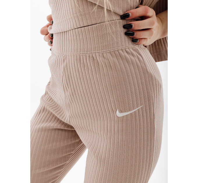 Жіночі Штани Nike W NSW RIB JRSY PANT Бежевий L (7dDV7868-272 L)