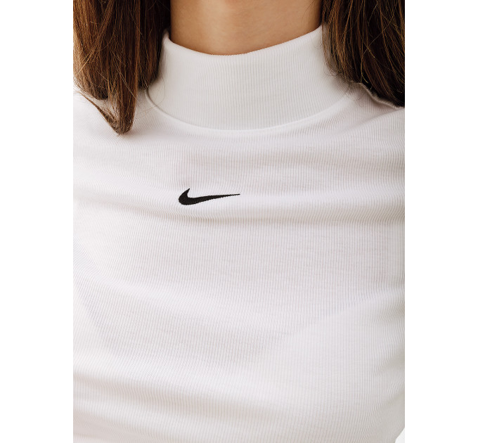 Жіноча Футболка Nike W NSW ESSNTL RIB MOCK SS TOP Білий M (7dDV7958-100 M)