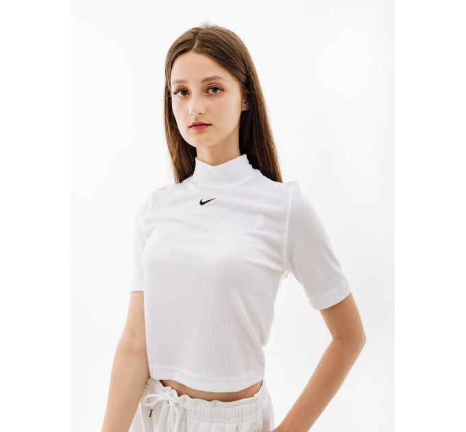 Жіноча Футболка Nike W NSW ESSNTL RIB MOCK SS TOP Білий XS (7dDV7958-100 XS) Жіноча Футболка Nike W NSW ESSNTL RIB MOCK SS TOP Білий XS (7dDV7958-100 XS)