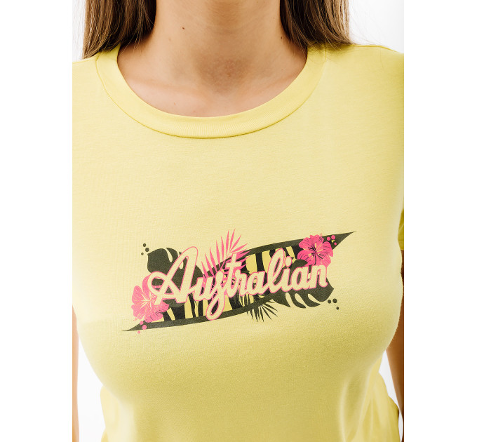 Жіноча Футболка AUSTRALIAN LOGO FLOWERS TEE JERSEY V Жовтий S (7dLSDTS0027-074 S)