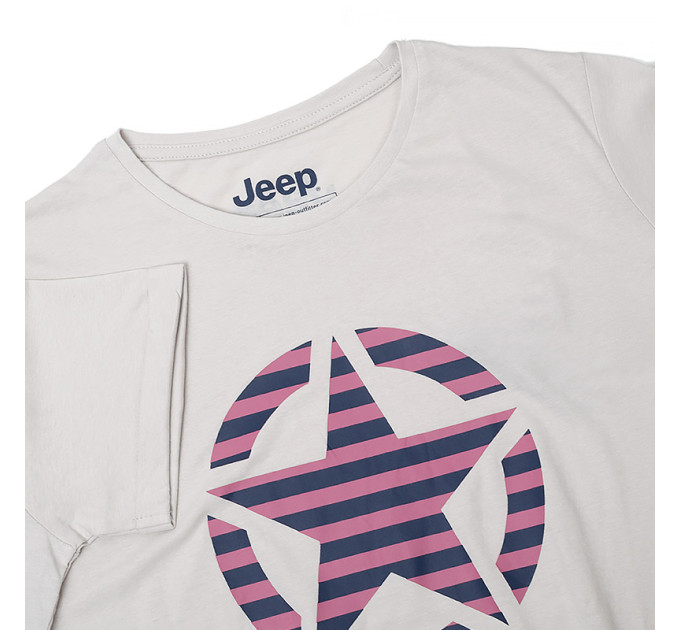 Жіноча Футболка JEEP T-SHIRT OVERSIZE STAR Striped Print Turn Сірий L (O102613-J863 L)