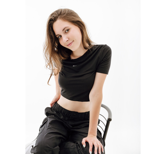 Жіноча Футболка Nike W NSW TEE ESSNTL SLIM CRP LBR Чорний L (7dFB2873-010 L)