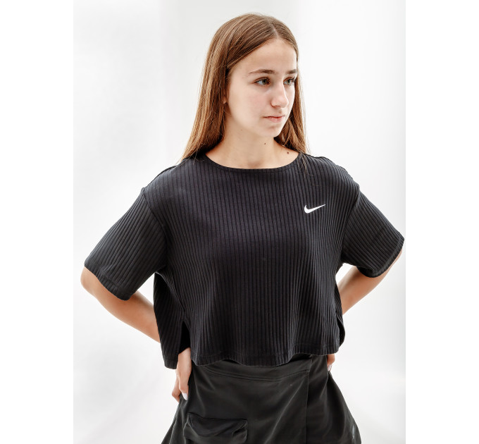 Жіноча Футболка Nike W NSW RIB JRSY SS TOP Чорний S (7dDV7870-010 S)