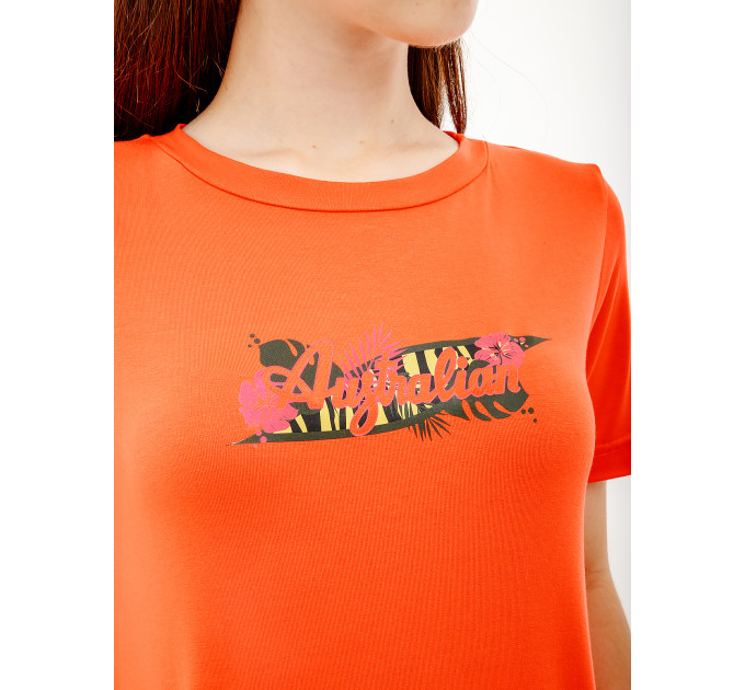Жіноча Футболка AUSTRALIAN LOGO FLOWERS TEE JERSEY V Помаранчевий L (7dLSDTS0027-119 L)