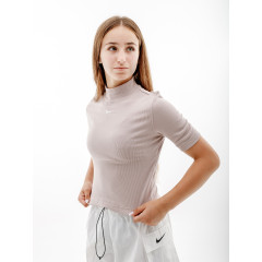 Жіноча Футболка Nike W NSW ESSNTL RIB MOCK SS TOP Бежевий L (7dDV7958-272 L)