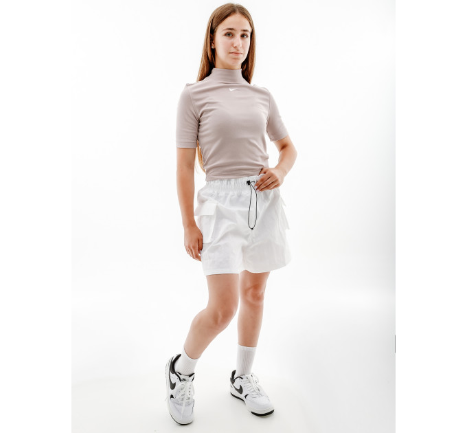 Жіноча Футболка Nike W NSW ESSNTL RIB MOCK SS TOP Бежевий L (7dDV7958-272 L)