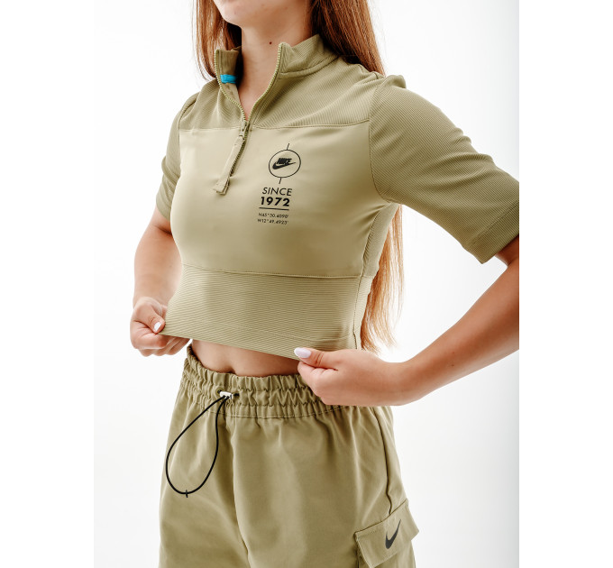 Жіноча Футболка Nike W NSW TOP SS RIB SU Бежевий M (7dFJ5253-276 M)