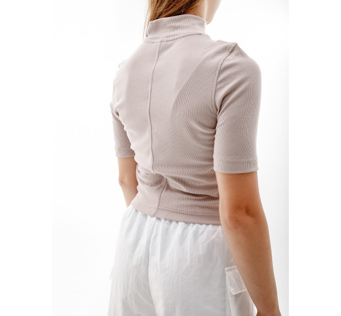 Жіноча Футболка Nike W NSW ESSNTL RIB MOCK SS TOP Бежевий M (7dDV7958-272 M)