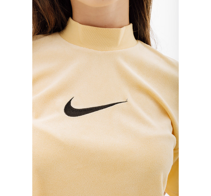 Жіноча Футболка Nike W NSW MOCK SS TEE TRRY MS Жовтий L (7dFJ4894-294 L)