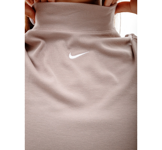 Жіноча Футболка Nike W NSW ESSNTL RIB MOCK SS TOP Бежевий XS (7dDV7958-272 XS)