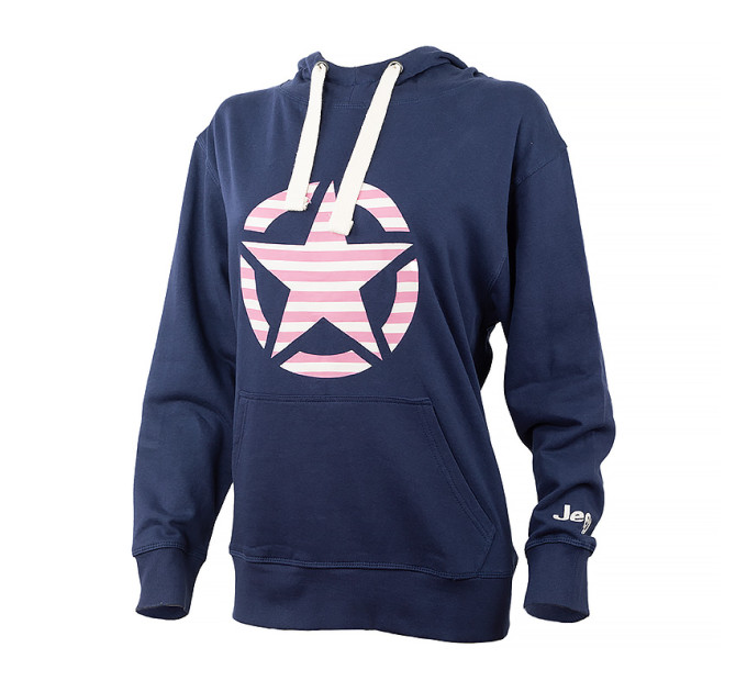 Жіноче Худі JEEP HOODED OVERSIZE SWEATSHIRT STAR Striped Print Синій XS (O102608-A184 XS)