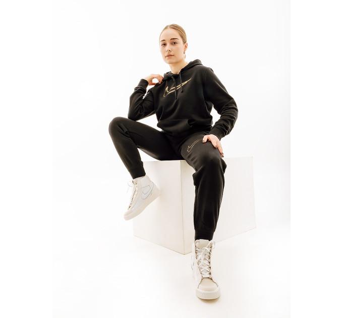 Жіноча Худі Nike NS PE CLB FLC SHINE OS PO Чорний XS (7dFB8763-010 XS)