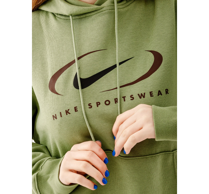 Жіноча Худі Nike NS FLC OS PO HD SWSH Зелений M (7dFN7698-386 M)