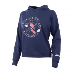 Жіноче Худі JEEP HOODED CROPPED SWEATSHIRT STAR Botanical Print Синій M (O102607-A184 M)