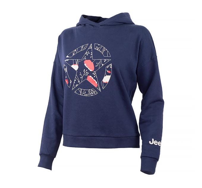 Жіноче Худі JEEP HOODED CROPPED SWEATSHIRT STAR Botanical Print Синій M (O102607-A184 M)