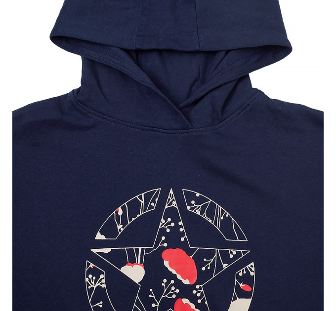 Жіноче Худі JEEP HOODED CROPPED SWEATSHIRT STAR Botanical Print Синій M (O102607-A184 M)