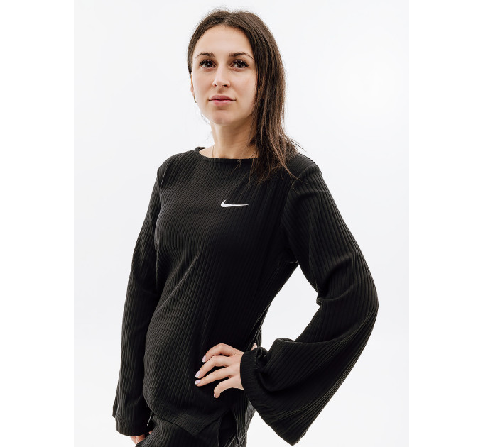 Жіночий Лонгслів Nike W NSW RIB JRSY LS TOP Чорний M (7dDV7866-010 M)