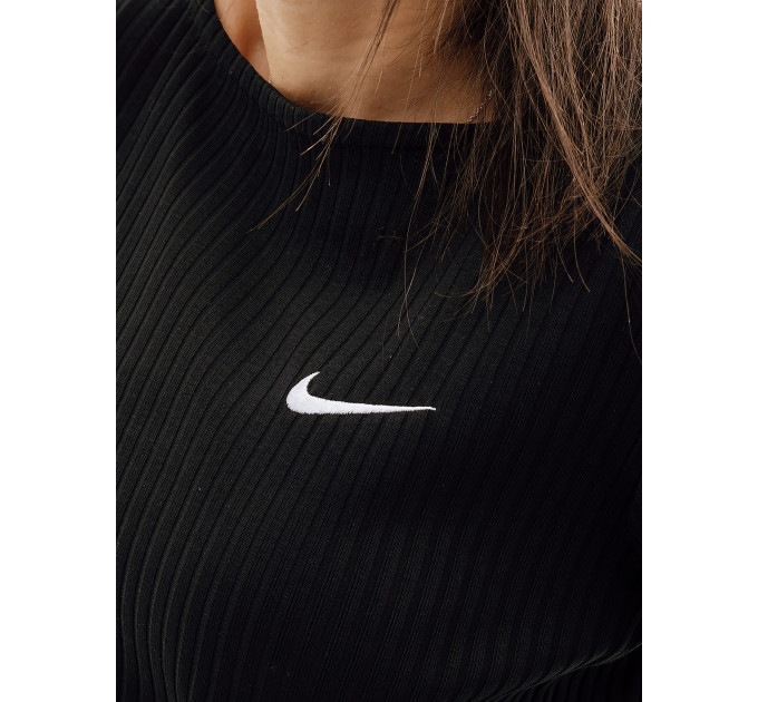 Жіночий Лонгслів Nike W NSW RIB JRSY LS TOP Чорний M (7dDV7866-010 M)