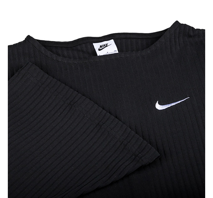 Жіночий Лонгслів Nike W NSW RIB JRSY LS TOP Чорний S (7dDV7866-010 S)